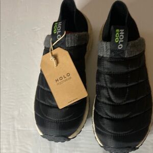 Holo Black Quilted Slip-On Shoes